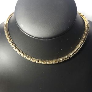 Vintage Gold Tone Sqaure Chain Chunky Adjustable Necklace